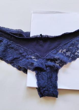 Жіночі трусики стрінги бразильяны темно сині мереживні труси труси фірмові h&m бавовняні