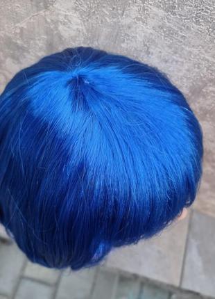 Парик каре синий короткий парик с челкой синий каре аниме карнавальный6 фото