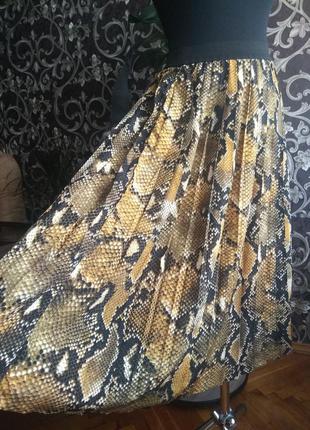 Юбка миди плиссе змеинный принт,плиссированная юбка,пліссірована спідниця міді6 фото