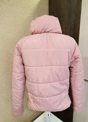 Пудровая/бежевая/розовая демисезонная куртка стеганая зефирка размер s/m3 фото