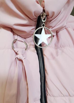 Пудровая/бежевая/розовая демисезонная куртка стеганая зефирка размер s/m5 фото