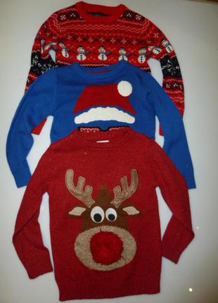 Next 6 лет  новогодний свитер, рождественский джемпер с сантой, оленем на 6 лет