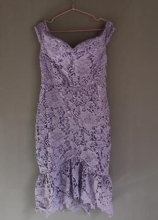 Кружевное платье лилового цвета1 фото