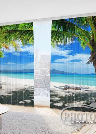 Фото шторы "выход к океану" 2,7м*4,0м (2 полотна по 2,0м), тесьма1 фото