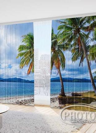 Фото шторы "пляж 3" 2,7м*5,0м (2 полотна по 2,5м), тесьма