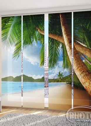 Фото штори "райський куточок" 2,7м*2,9м (2 полотна по 1,45м), тасьма2 фото