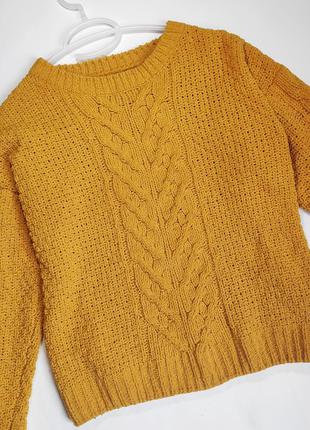 Яркий свитер вязаный плюшевый ✨primark✨ оверсайз джемпер худи горчичный жёлтый5 фото