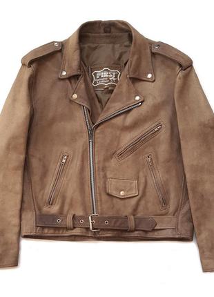 Раритетная винтажная мото куртка косуха 90-х first genuine leather perfecto biker jacket