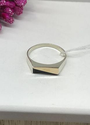 Распродажа! перстень печатка кольцо из серебра 925° с золотом 375° каблучка срібло оникс 21р
