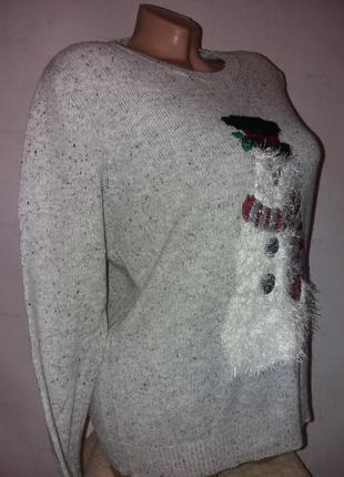 Красивый серый новогодний свитер р.12/403 фото