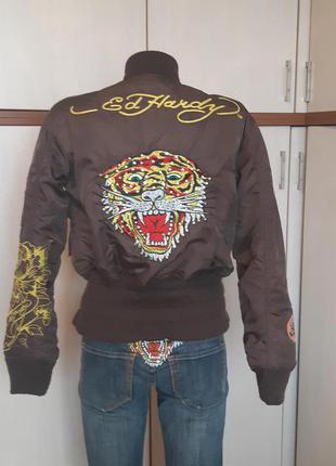 Ed hardy оригинальнаная двусторонняя куртка бомбер