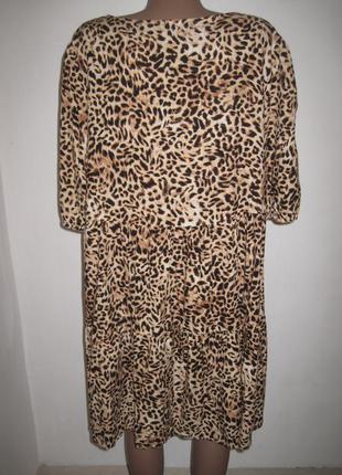 Вискозное ярусное платье f&f р-р20 леопардовый принт3 фото