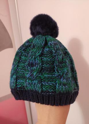 Теплая зимняя шапка шапочка для мальчика 3-6 месяца