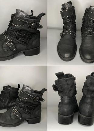 Buraro кожаные итальянские грубые ботинки берцы заклёпки с утеплением утеплённые люкс7 фото