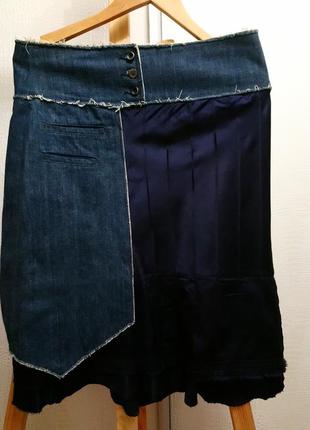 Оригінальна джинсова спідниця з шовком gas