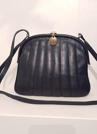 Бесподобная винтажная кожаная стеганая сумка#редикюль crossbody италия