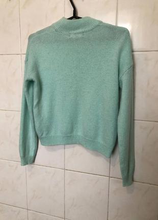 Бирюзовый укороченный свитер zara 3