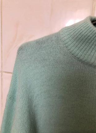 Бирюзовый укороченный свитер zara 5