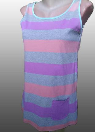 Сіра жіноча футболка бавовна в смужку з кишенями/подовжена вільна річна трикотажна кофтинка топ1 фото