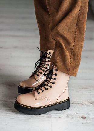 Ботинки женские доктор мартенс dr. martens jadon patent beige