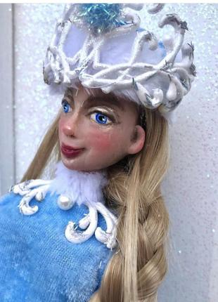 Снігуронька авторська лялька ручної роботи з полімерної запеченої глини5 фото