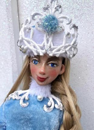 Снігуронька авторська лялька ручної роботи з полімерної запеченої глини6 фото