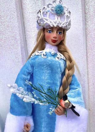 Снігуронька авторська лялька ручної роботи з полімерної запеченої глини3 фото