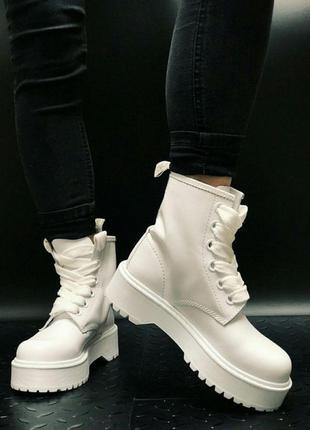 Доктор мартінс моллі білі ботинки весна-осінь на платформі, dr.martens molly white, женские ботинки6 фото