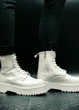 🍁dr martens white🍁демісезонні черевики на платформі доктор мартінс🌼🍁черевики весна-осінь доктор мартінс