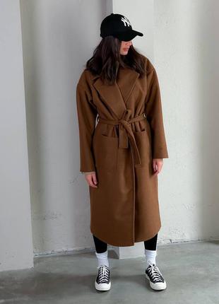 Кашемірове пальто-тренч