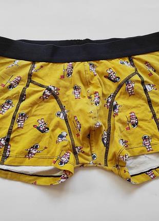Мужские трусики трусы шорты жёлтые космонавт труси с космонавтом шорти боксёры фирменные нема hema