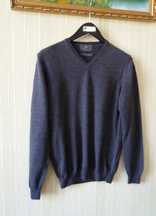 Marks&spencer чоловічий светр, пуловер тонкий джемпер дорогий трикотаж 90% вовни мериноса 10% шовку2 фото