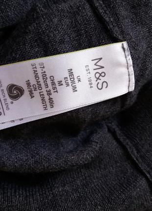 Marks&spencer чоловічий светр, пуловер тонкий джемпер дорогий трикотаж 90% вовни мериноса 10% шовку7 фото