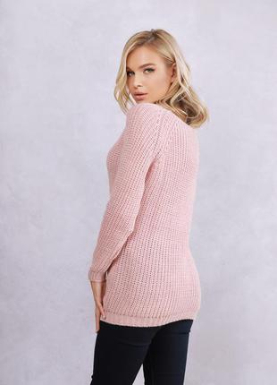 Рожевий у язаний светр із вовни з люрексом3 фото