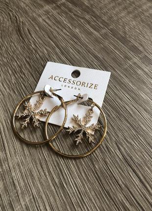 Сережки святкові сніжинки кільця (accessorize london)