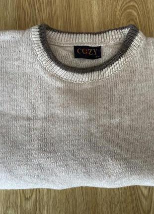 Свитер пуловер мужской шерсть бежевый меланж cozy xl3 фото