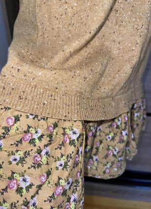 Удлиненная туника свитер джемпер бежевого цвета 🔥3 фото