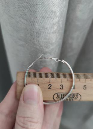 Подарок круглые серьги кольца 3,5 см, 4 см , 5,5 см бижутерия цвет серебро6 фото