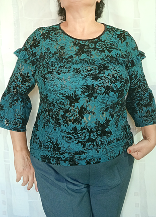 Блузка из стрейчевого гипюра, панбархата2 фото