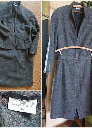 Вовняний вінтажний якісний костюм #жакет #спідниця. copines.франція.