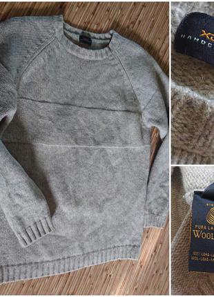 Вовняний вінтажний якісний теплий светр. 100% шотландська шерсть. ручна робота.