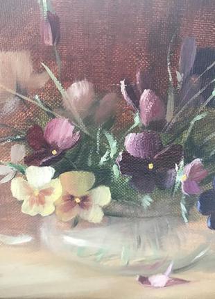 Картина квіти у вазі полотно олія1 фото