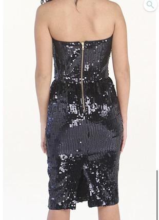 Вечернее блестящее платье бюстье футляр по фигуре миди в пайетки на новый год