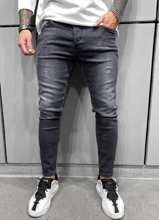 Джинси чоловічі базові завужені сірі туреччина / джинси чоловічі базові завужені сірі турречина4 фото