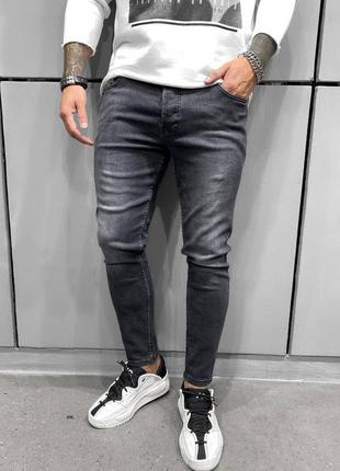 Джинси чоловічі базові завужені сірі туреччина / джинси чоловічі базові завужені сірі турречина6 фото
