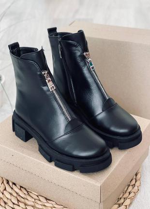 Черевики натуральна шкіра чорний 3460 зима