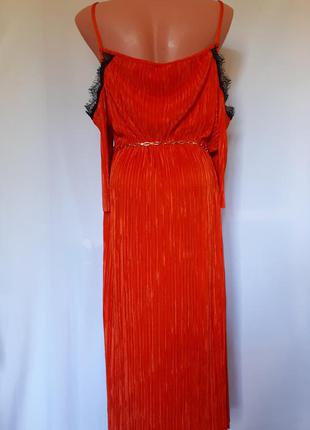 Оранжево-мандариновое платье в бельевом стиле (размер 12-14)2 фото