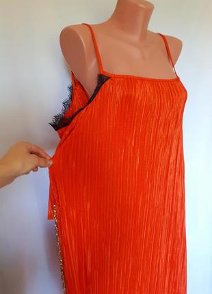 Оранжево-мандариновое платье в бельевом стиле (размер 12-14)9 фото