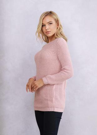 Тёплый вязаный свитер из шерсти с люрексом зима удлиненный3 фото