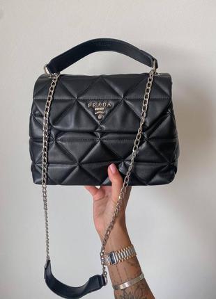 Женская черная брендовая стильная сумочка с цепями жіноча чорна модна сумка3 фото